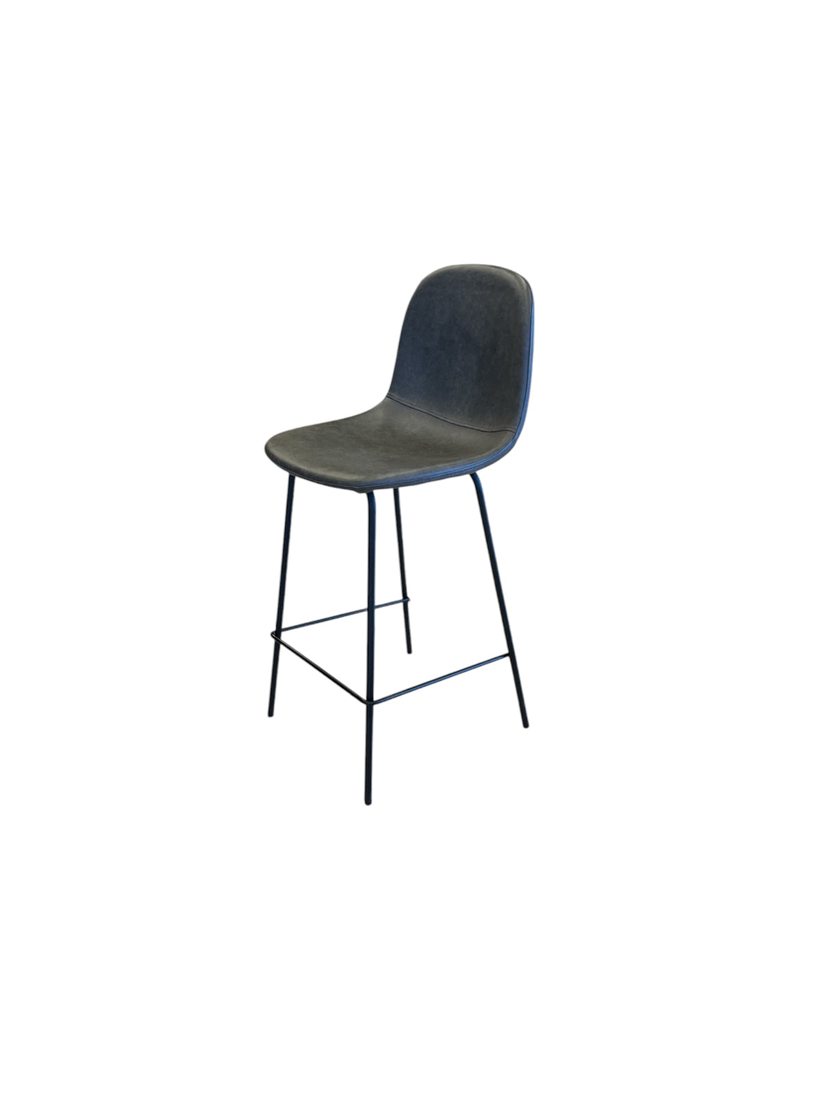 Dark Grey Modern Minimalistic Faux Leather Bar Stool