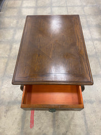 French Provincial Red Oak Single Drawer Side Table