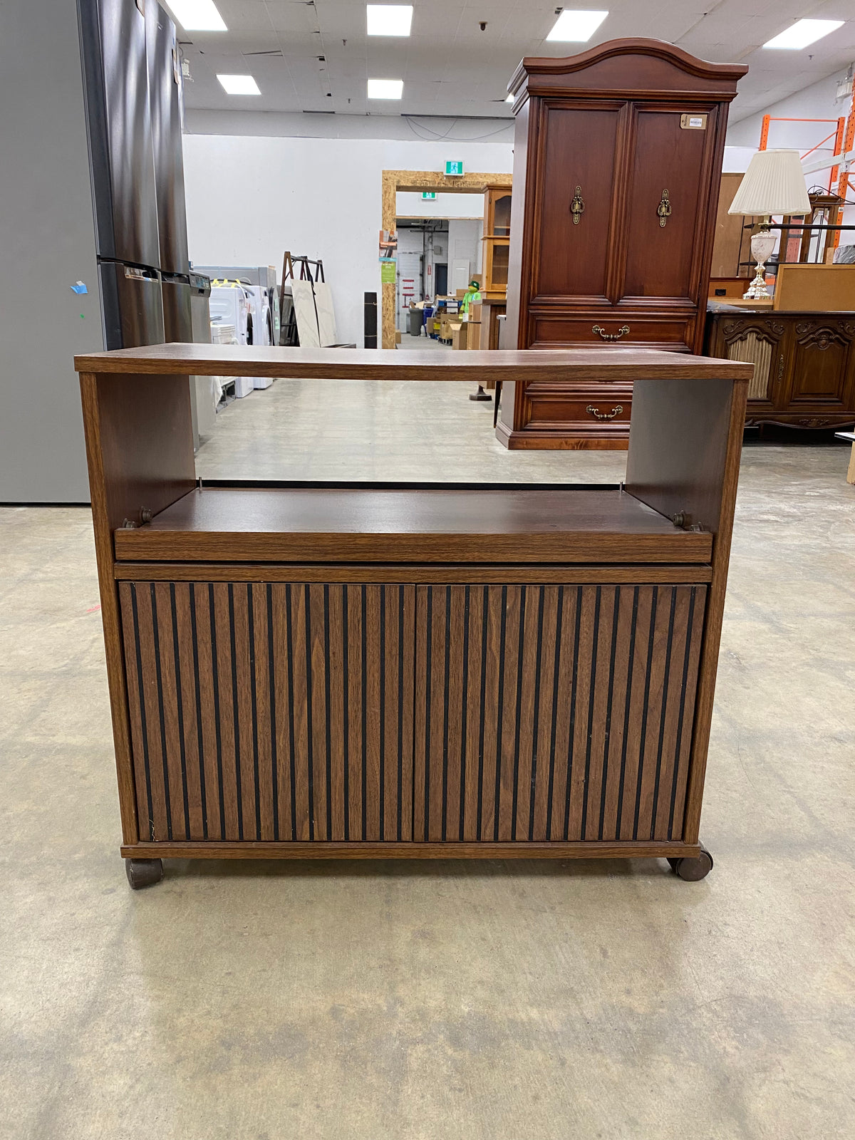 Wooden Microwave Storage Cart with Castors