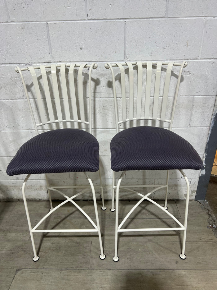 White Metal Bar Stools - Set of Two