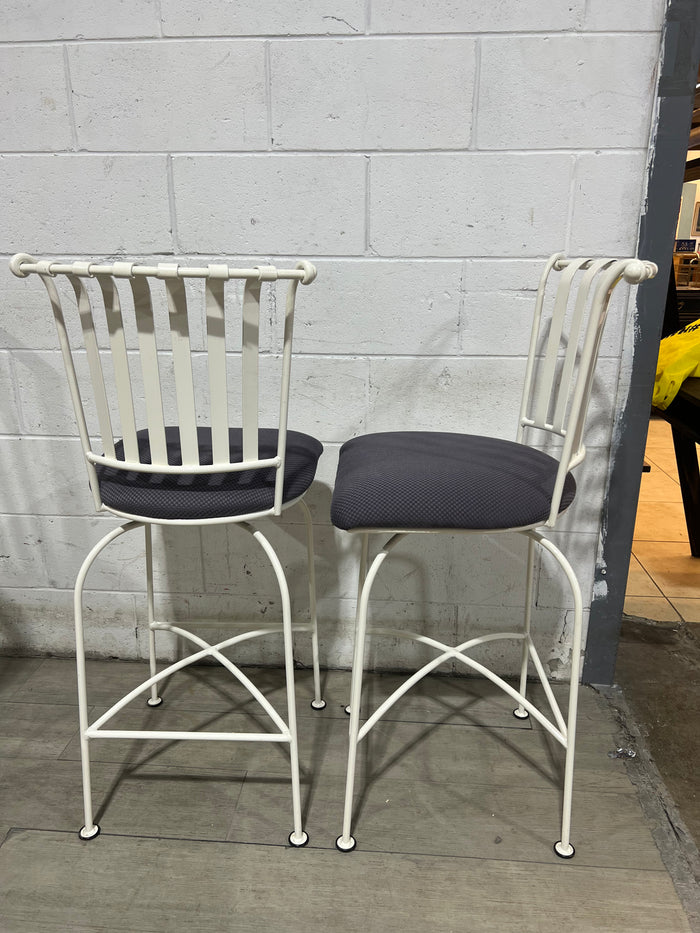 White Metal Bar Stools - Set of Two