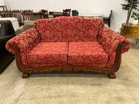 Traditional Red Floral Patterned Loveseat