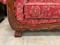 Traditional Red Floral Patterned Loveseat