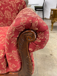 Traditional Red Floral Patterned Loveseat