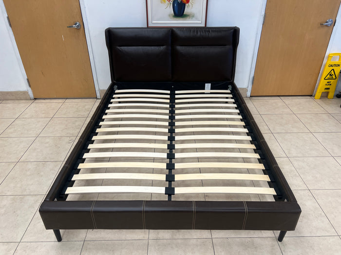 Queen Bedframe With Leather Headboard