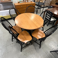 Light Wood Finish Adjustable Oval Dining Set W/6 Chairs