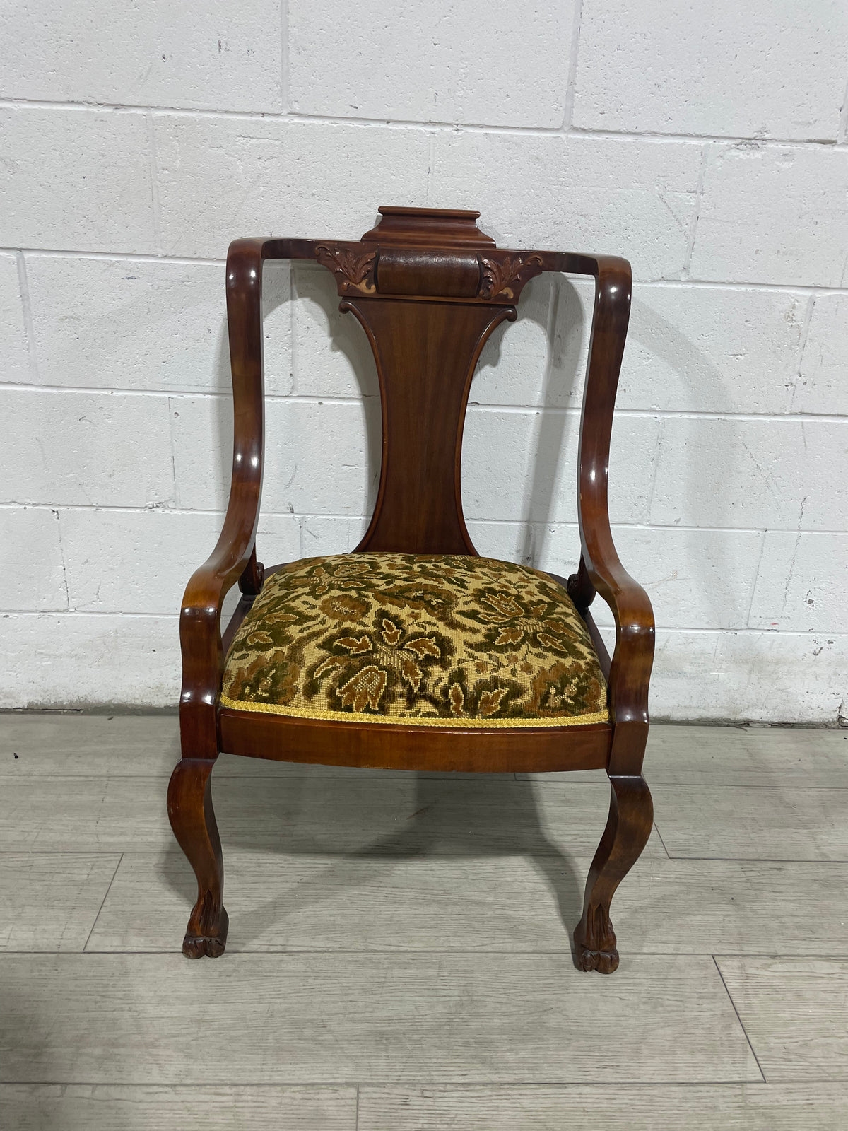 Antique Tapestry Seat Captain's Chair