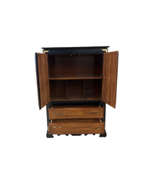 Crane & Floral Burl Wood Veneer Armoire