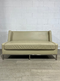 Faux Leather Olive/Beige 2 Seat Couch