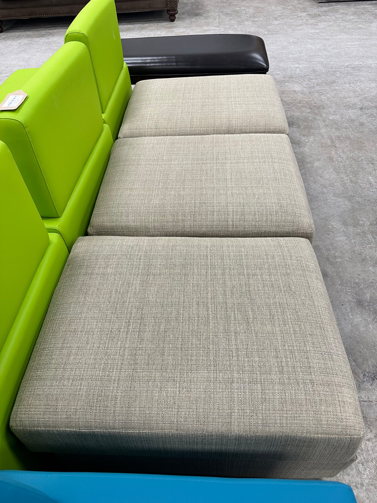 Three - Piece Modular Fabric Ottoman