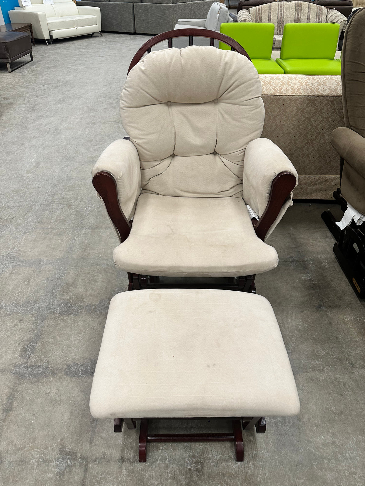 Beige Glider Rocker and Ottoman