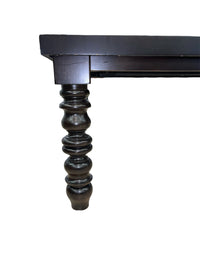 Expandable Black Wood Dining Table with Baluster Style Legs