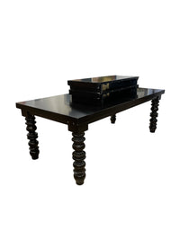 Expandable Black Wood Dining Table with Baluster Style Legs