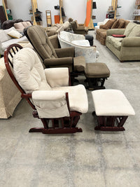 Beige Glider Rocker and Ottoman
