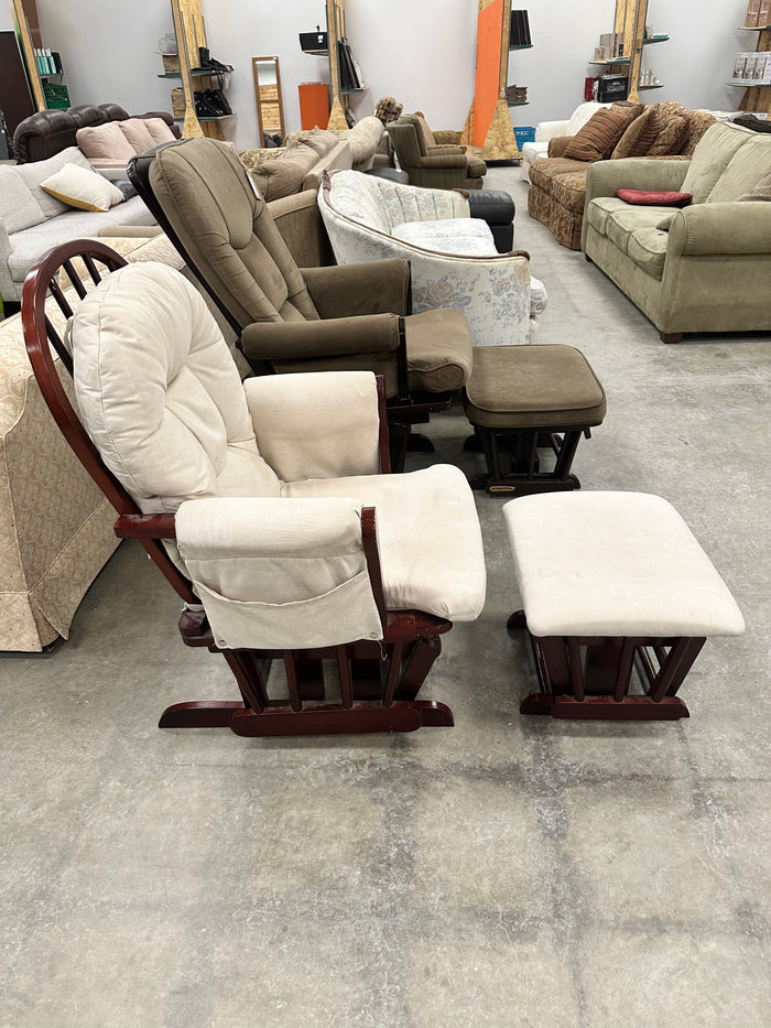 Beige Glider Rocker and Ottoman