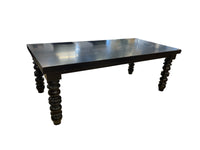 Expandable Black Wood Dining Table with Baluster Style Legs