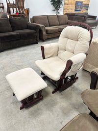 Beige Glider Rocker and Ottoman