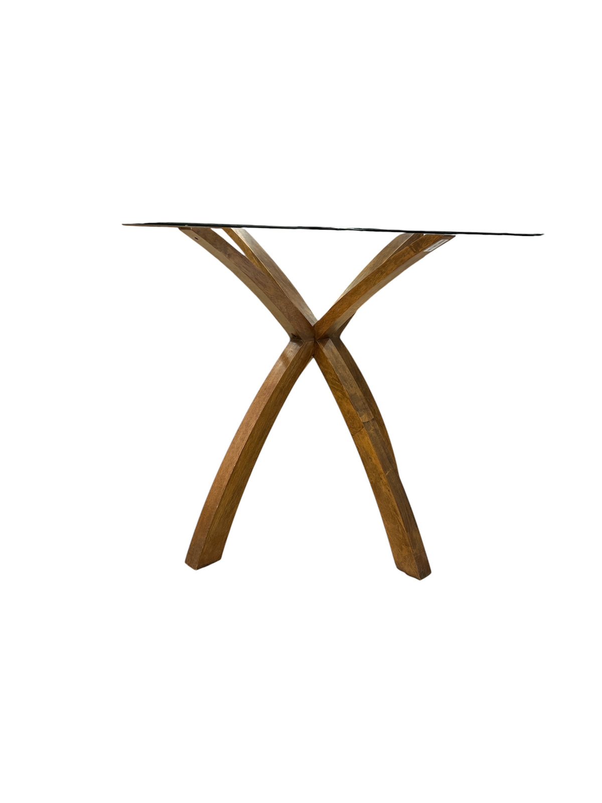 Modern Glass Top Dining Table with Sculptural Base
