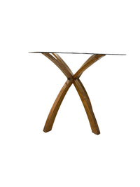 Modern Glass Top Dining Table with Sculptural Base