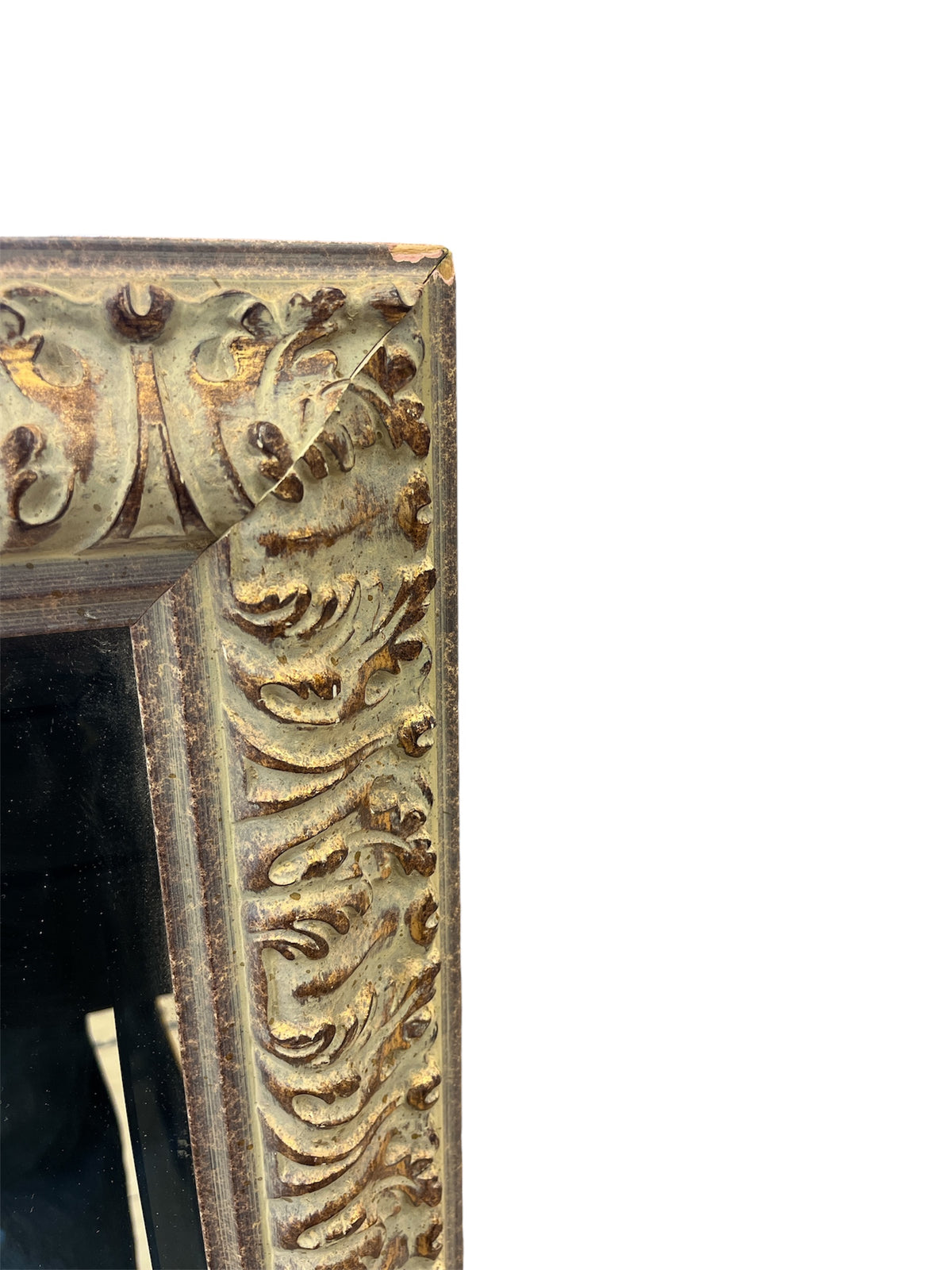 Ornate Cream Tone Distressed Framed Mirror
