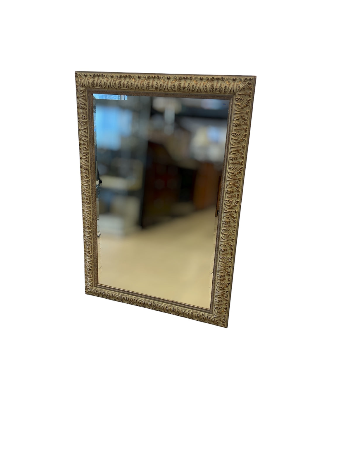 Ornate Cream Tone Distressed Framed Mirror