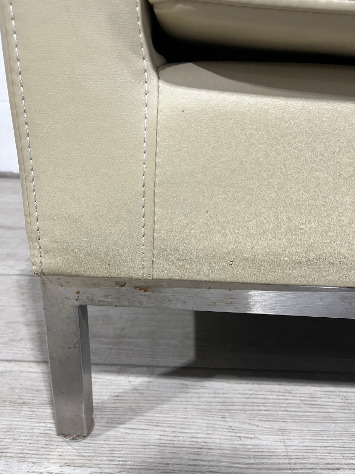 Faux Beige Leather Accent Chair