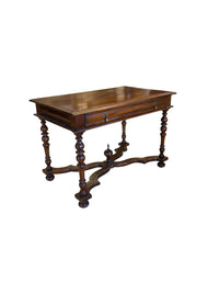 Walnut Accent Table with Turned Legs & Drawer