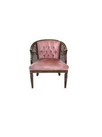 Pink Tub Chair with Rattan Sides