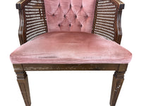 Pink Tub Chair with Rattan Sides