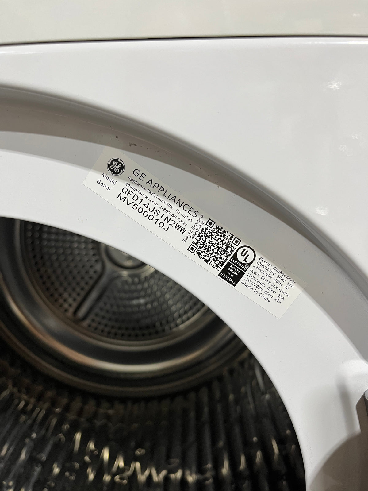 GE Front Load Electric Dryer in White