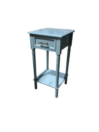 Light Blue Accent Side Table with Drawer & Lower Shelf