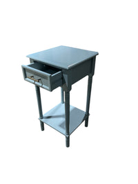 Light Blue Accent Side Table with Drawer & Lower Shelf