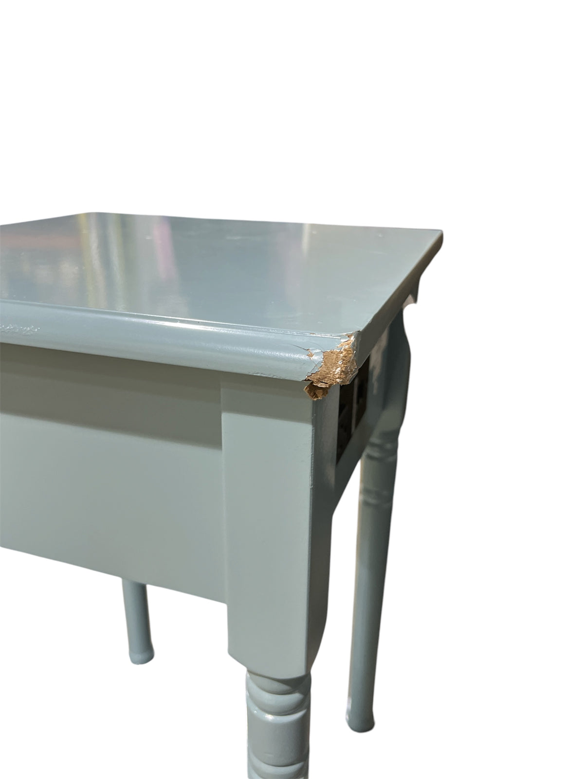 Light Blue Accent Side Table with Drawer & Lower Shelf