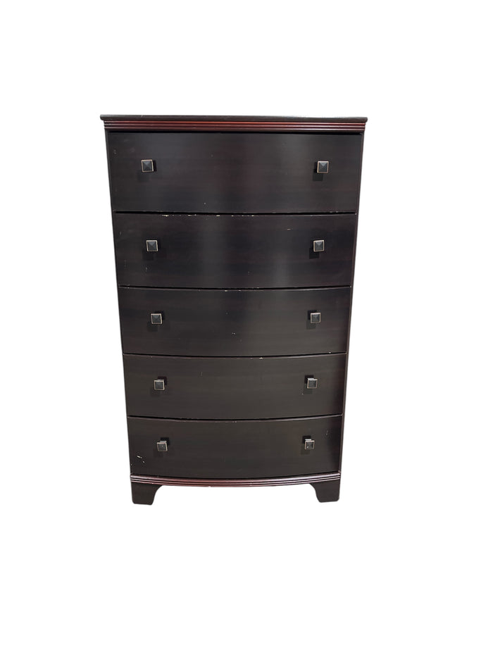 Espresso Dark Brown Tone 5 Drawer Tall Boy