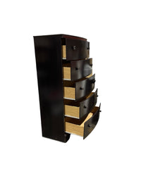 Espresso Dark Brown Tone 5 Drawer Tall Boy