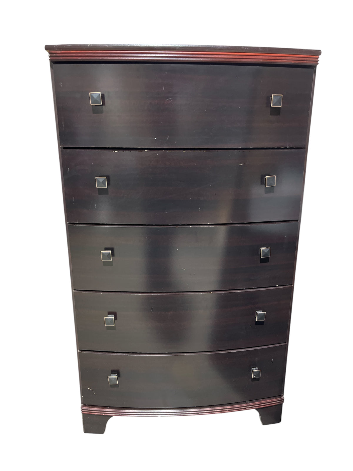 Espresso Dark Brown Tone 5 Drawer Tall Boy