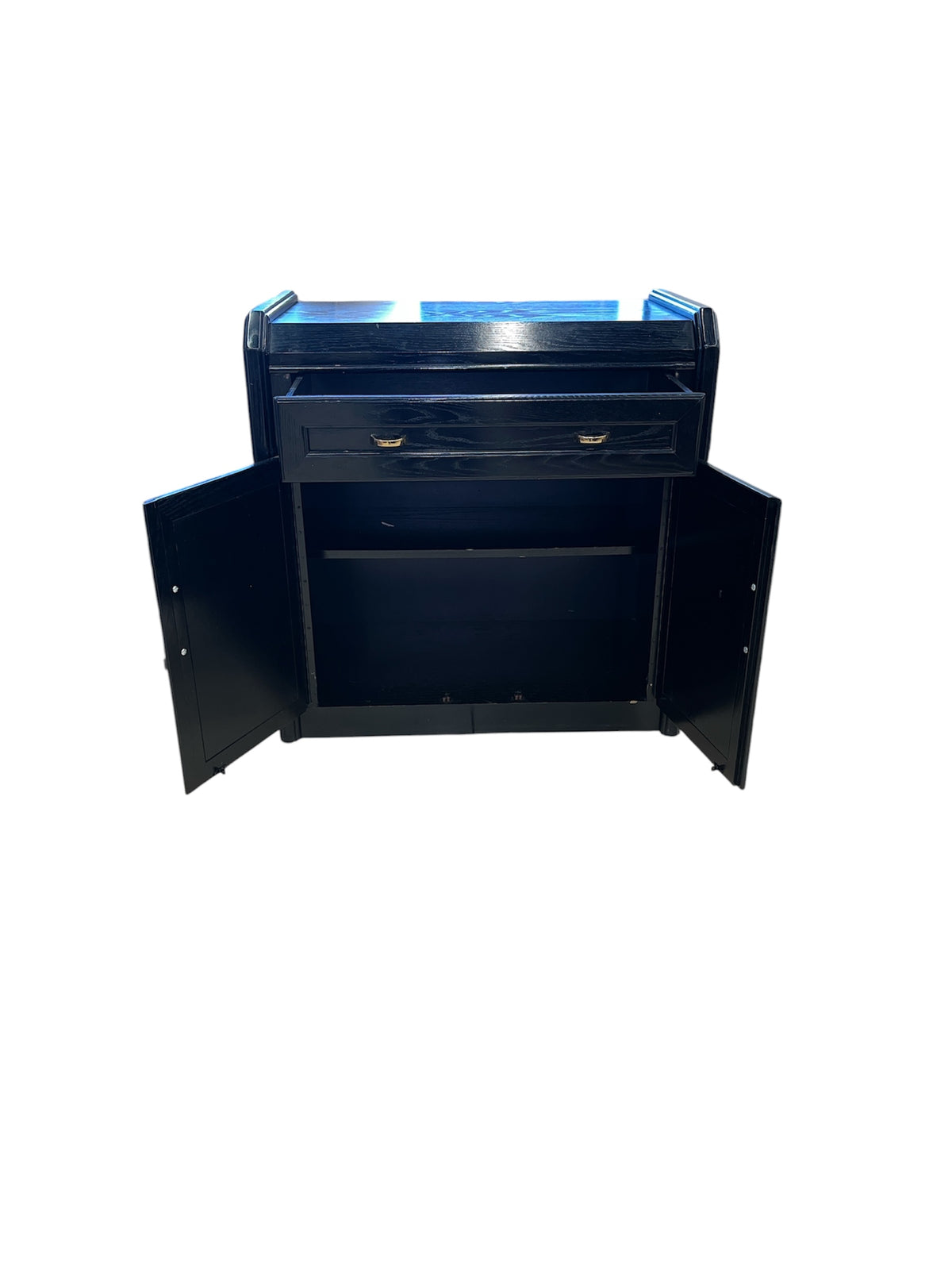 Modern Black Accent Cabinet with Gold Hardware