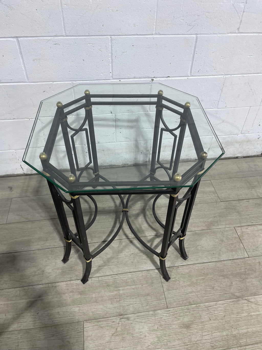 Octagon Shaped Glass Side Table