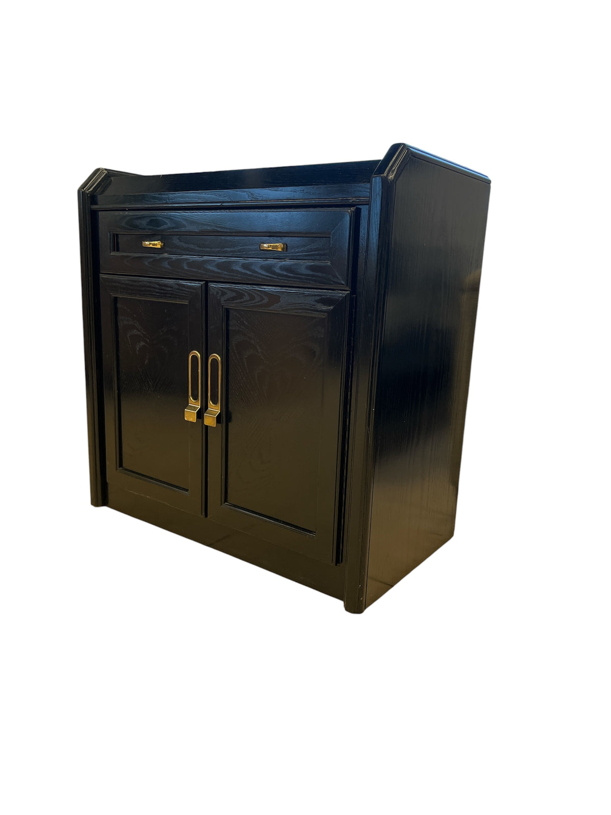 Modern Black Accent Cabinet with Gold Hardware