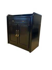 Modern Black Accent Cabinet with Gold Hardware