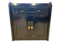 Modern Black Accent Cabinet with Gold Hardware