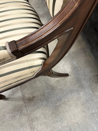 Classic Striped Mahogany Regency Style Dining Armchair