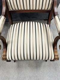 Classic Striped Mahogany Regency Style Dining Armchair