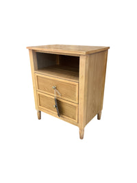 Oak Tone 2 Drawer Nightstand with 2 Drawers & 1 Shelf