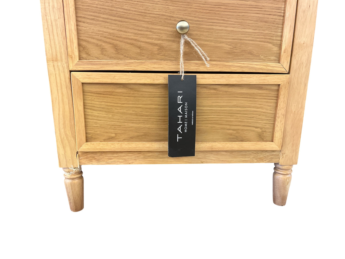 Oak Tone 2 Drawer Nightstand with 2 Drawers & 1 Shelf
