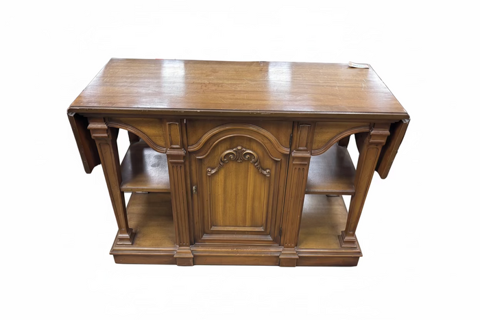 Vintage Walnut Drop-Leaf Sideboard w. Wheels