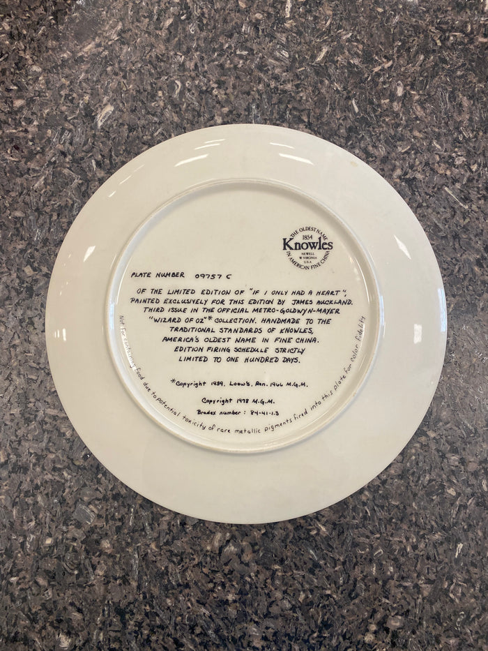 Wizard of Oz "If I Only Had A Heart" Collector's Plate