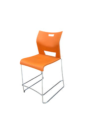 Modern Style Orange Stool with Chrome Sled Base
