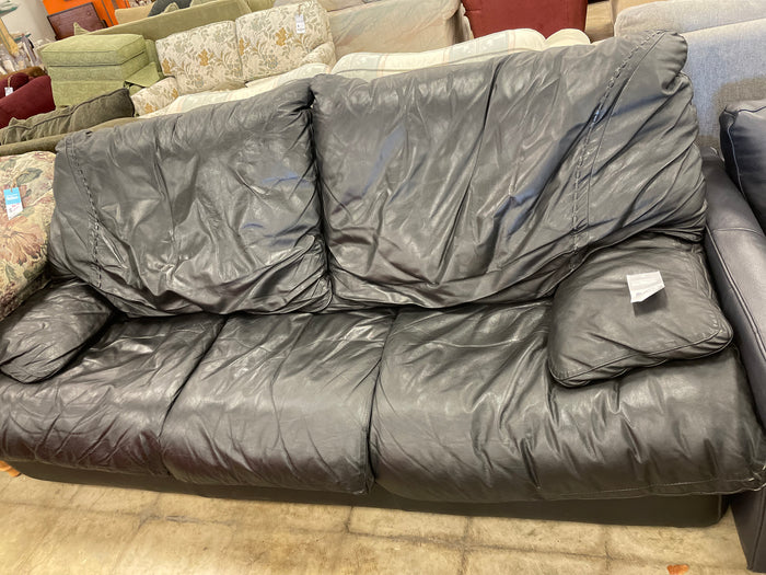 Black Leather Sofa With Detachable Arms