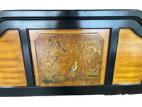 Burlwood Queen Headboard with Crane & Floral Inlay